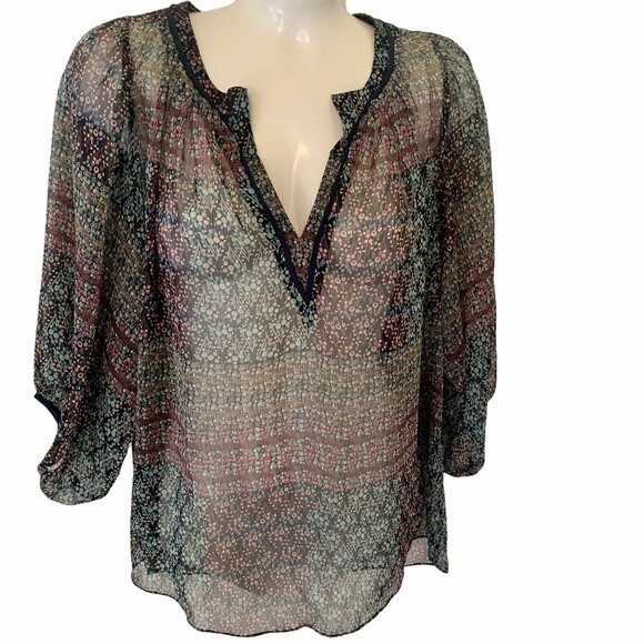 Anthropologie Maeve Sheer Floral Blouse Size S - Picture 1 of 6